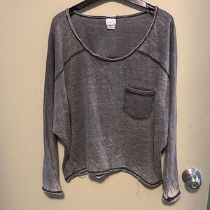 Word of Mouth Gray Women's Top with Pocket in size medium